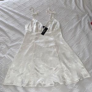 lulus jacquard satin tiestrap mini dress